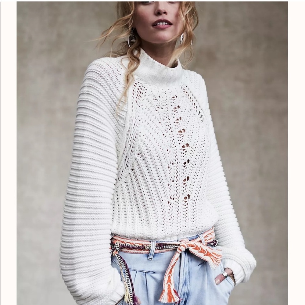 Free people sweetheart white Sweater